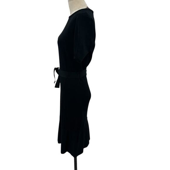 CH Carolina Herrera Dress Short Sleeve Ruffle Flounce Hem Ribbon Belt‎ Black XS - Picture 6 of 14